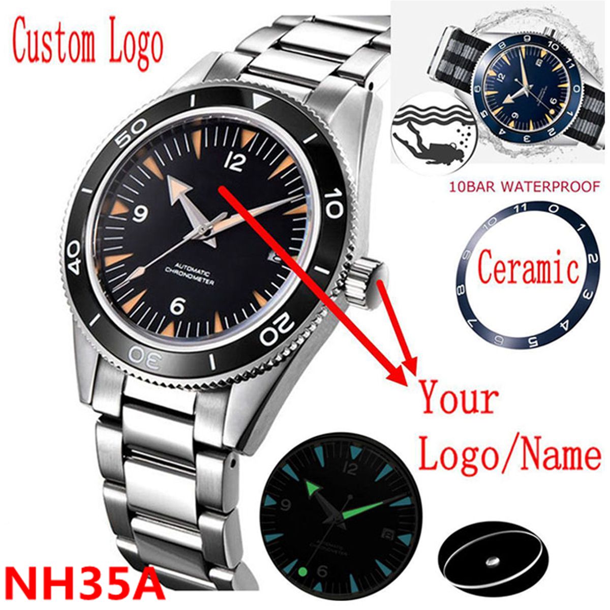 Custom Logo NH35 Movement Watc - огляд і ціна Luxury Watch Uk