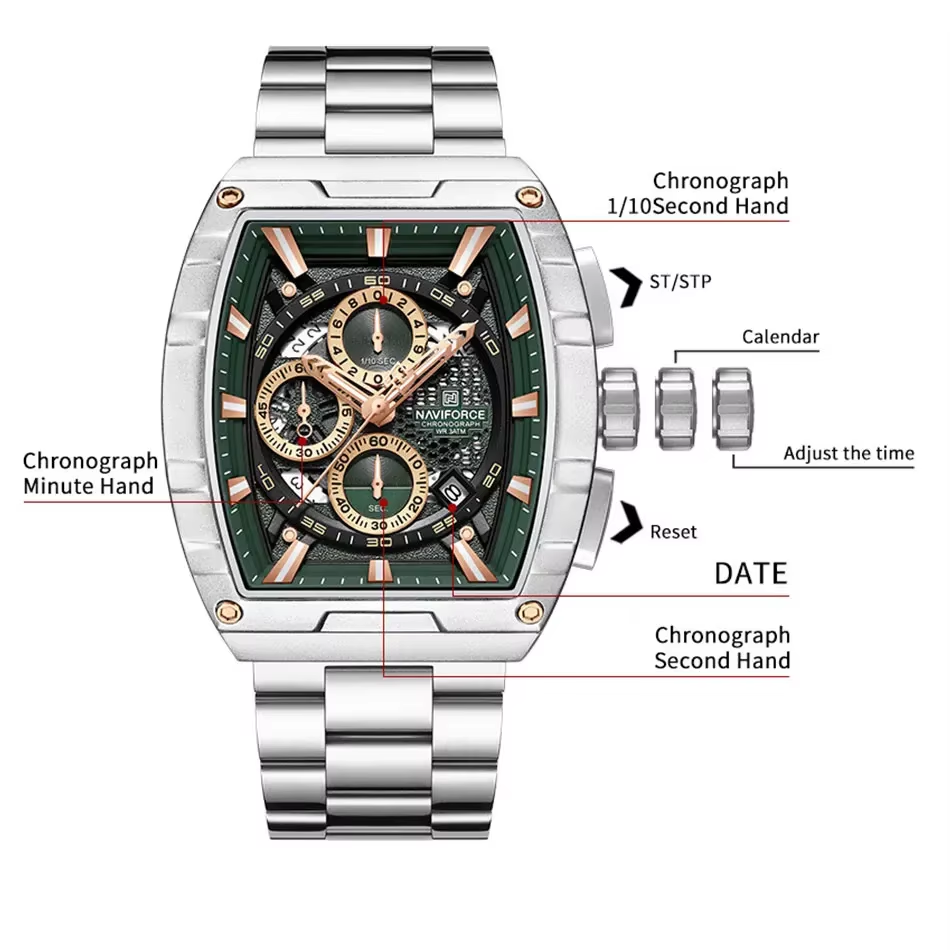 NAVIFORCE Luxury Tonneau Quart - огляд і ціна Luxury Watch Hublot
